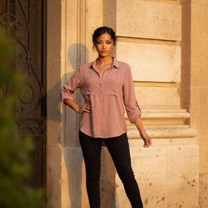 Revamped Dusty Rose Button-Down Shirt